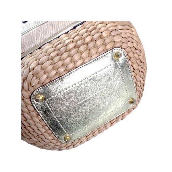 Vintage COACH Legacy Multicolor Straw Basket and gold Turnlock Wallet Set - Picture 5 of 14